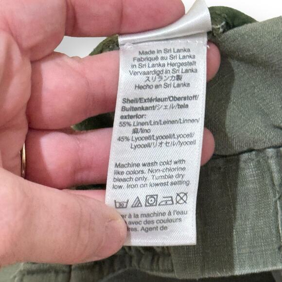 J Crew Tie-Waist Seaside Pant Linen Blend Womens Size M Army Green Cropped - Picture 4 of 12